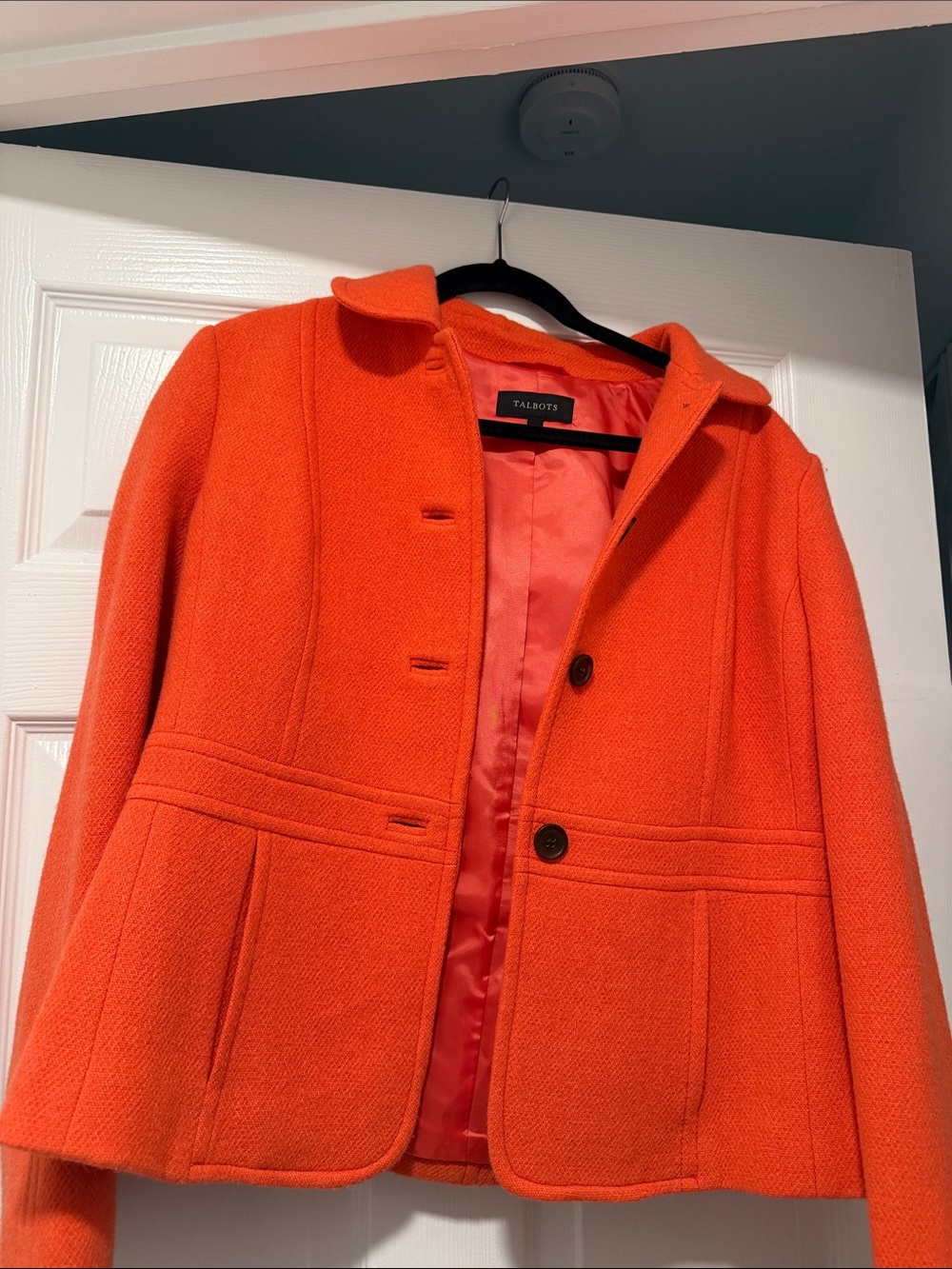 Talbots Bright Orange Tailored Wool-Blend Blazer